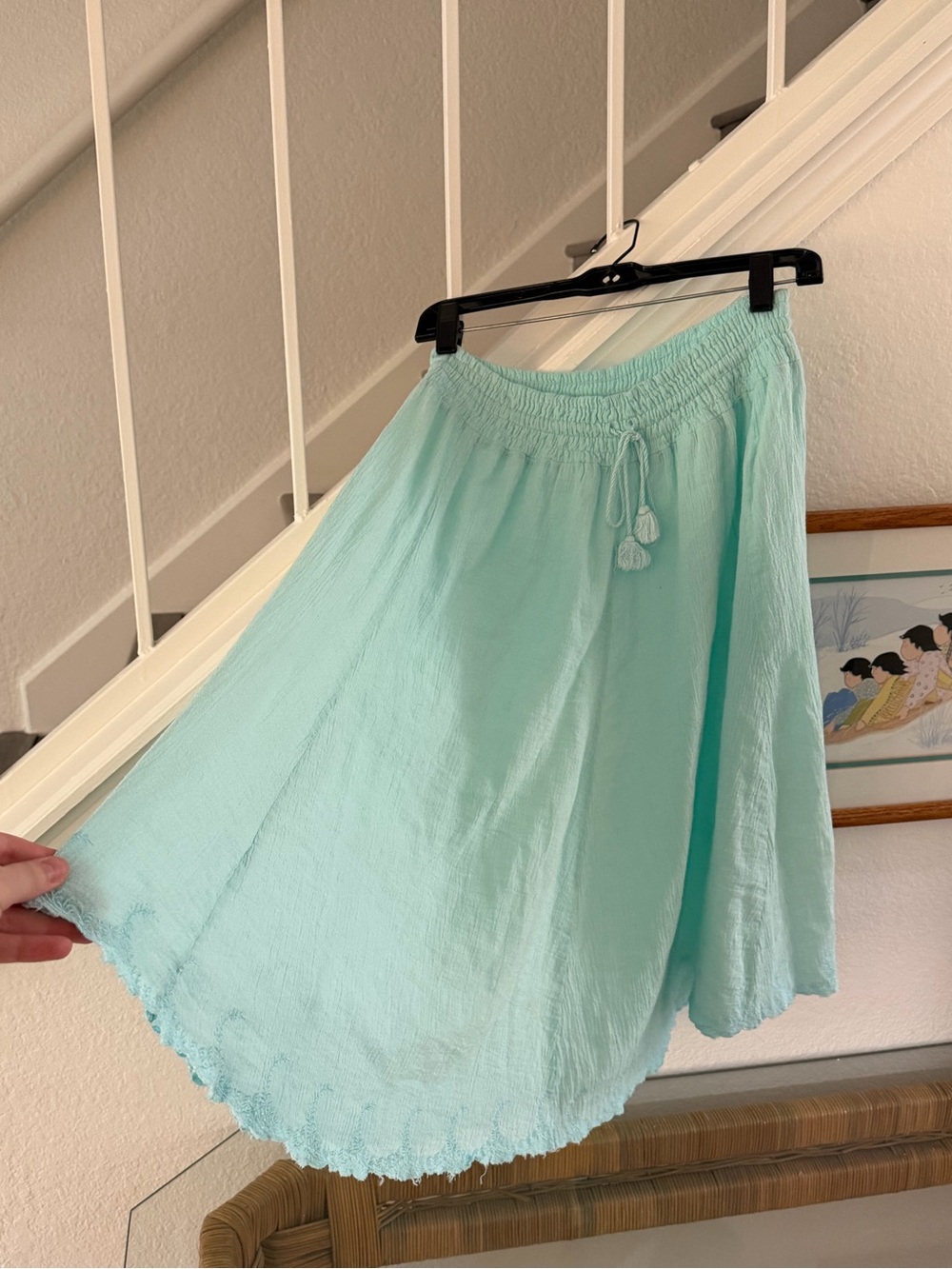 J Crew Mint/Light Turquoise Women’s Midi Cotton Gauze Skirt - Picture 1 of 9